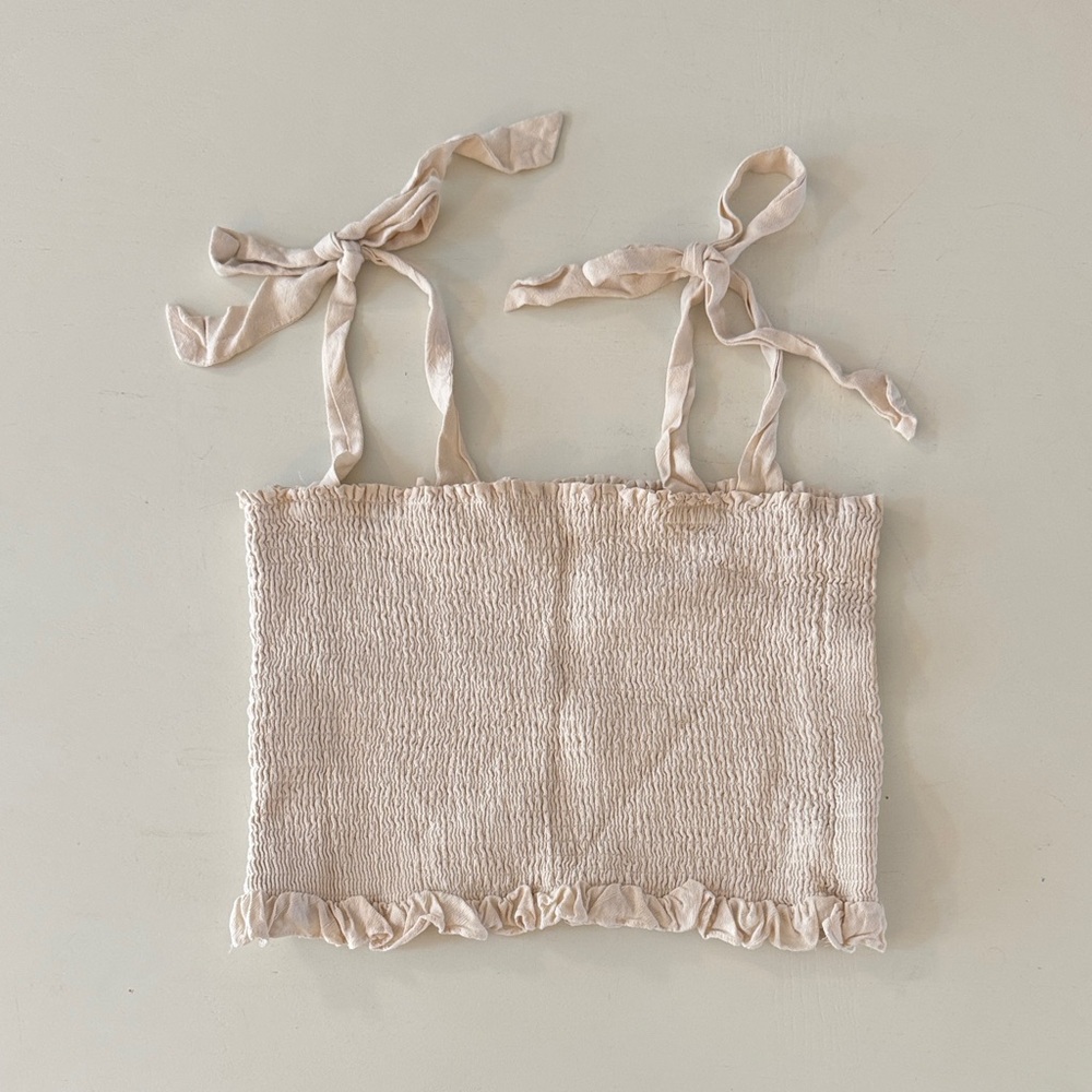 Ruffle & Bow Cream Women's Crop Top